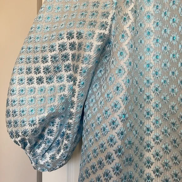 Hill House Snowflake Blue Jacquard Mini Dress Araminta size small - Picture 3 of 6